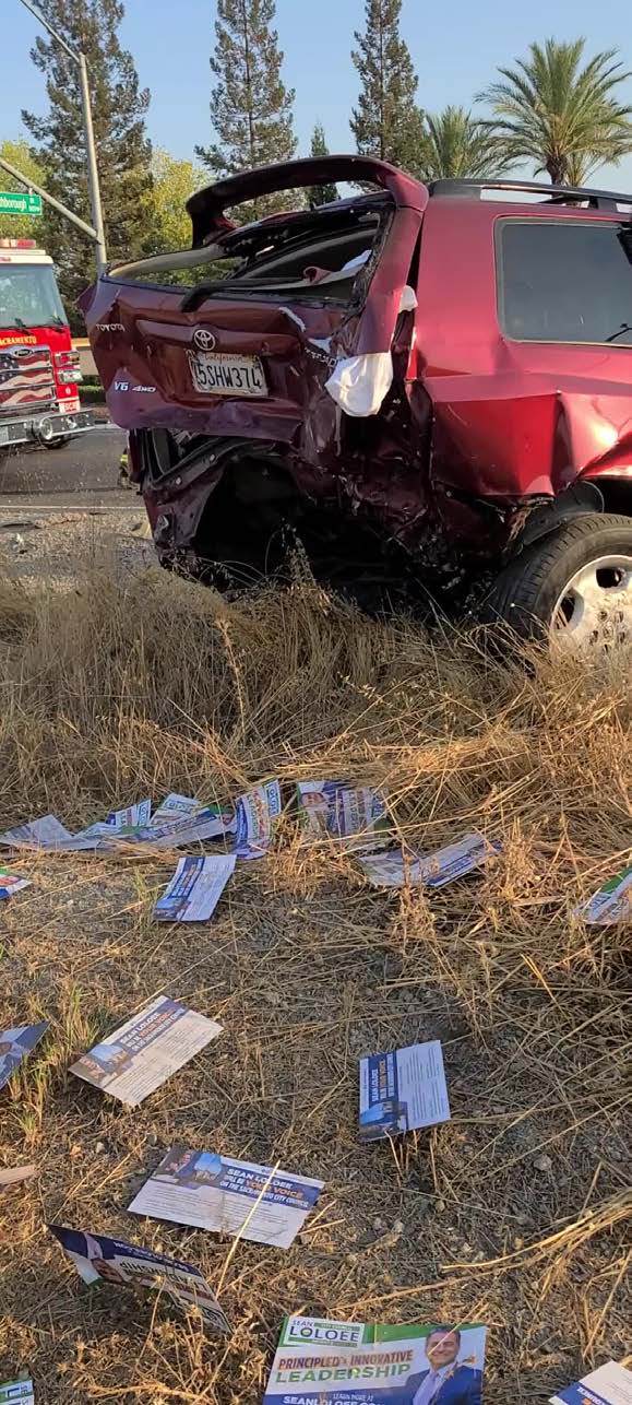 Damaged Toyota Highlander in a photograph supplied by Jefferson
